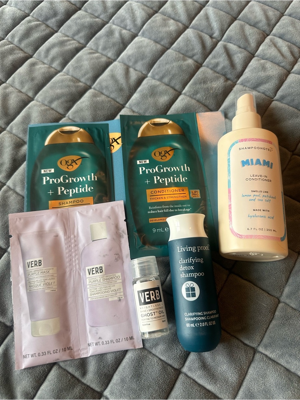Hair products bundle! Includes Verb, OGX, Shampoo Hotel, and Living Proof